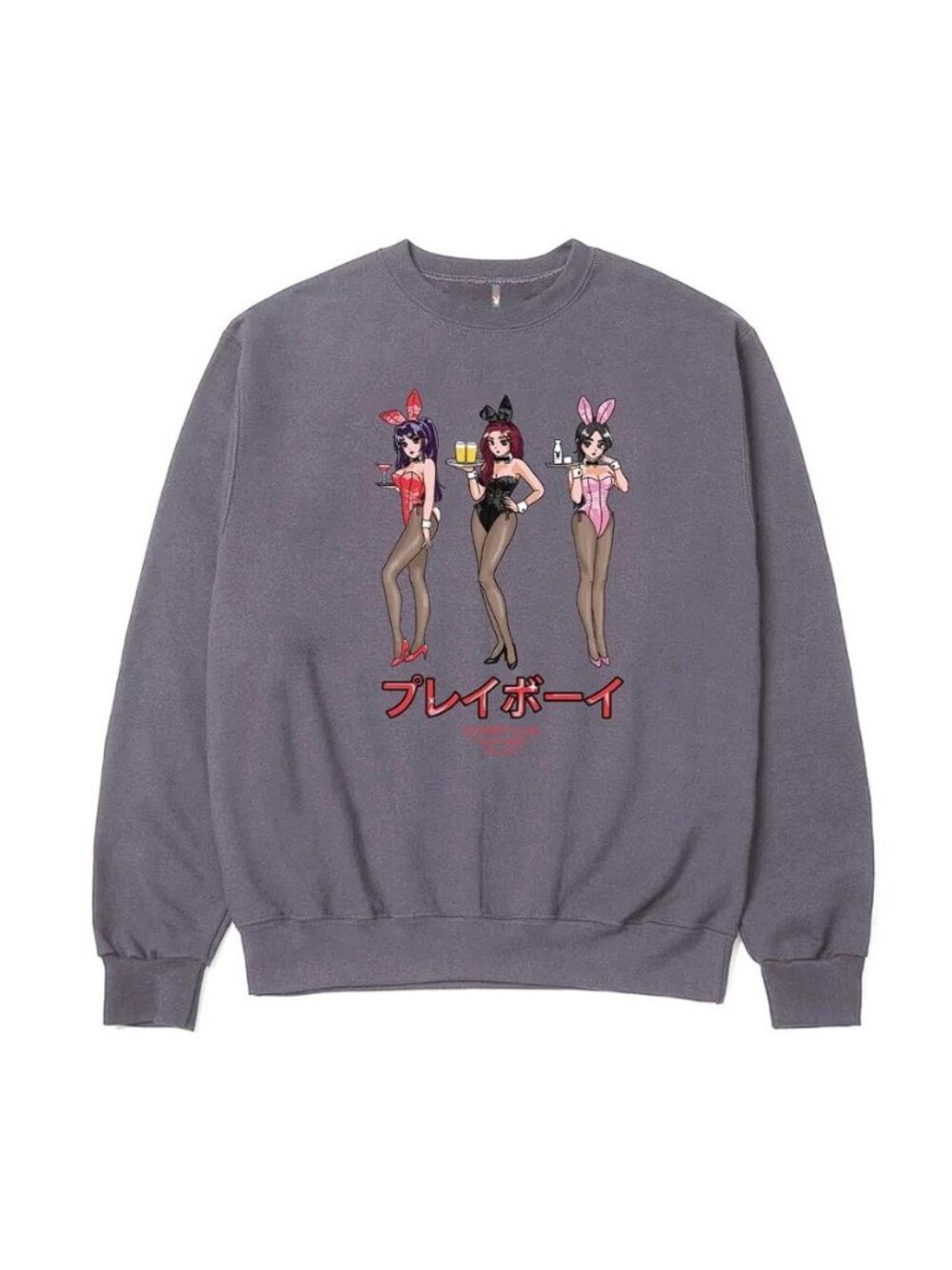 PLAYBOY Men's Playboy Tokyo Club Happy Hour Sweatshirt Size XL in Pigment Plum